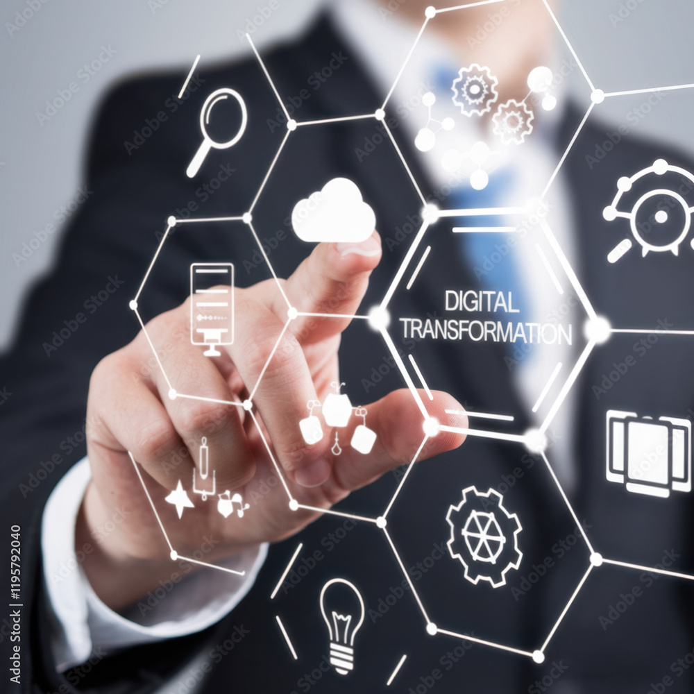 Aufkleber Digital Transformation Strategy and Implementation for Optimizing Business Processes and Data Management