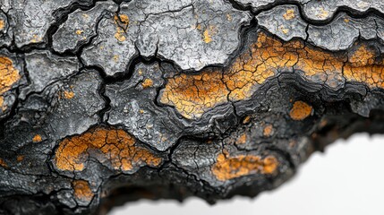Intricate Textures: A Macro Photograph of Burnt Tree Bark