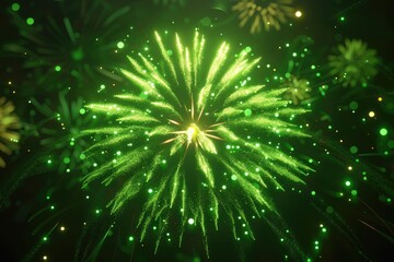 Fototapeta premium green firework on black background for celebration party. merry christmas and happy new year.