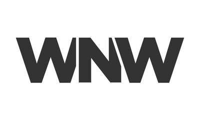 WNW logo design template with strong and modern bold text. Initial based vector logotype featuring simple and minimal typography. Trendy company identity.