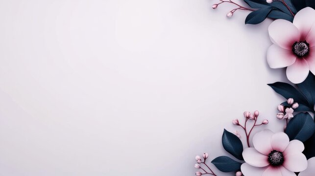 mothers day floral frame, beautiful blooming peonies and wildflowers frame an open space, creating a charming template for mothers day messages