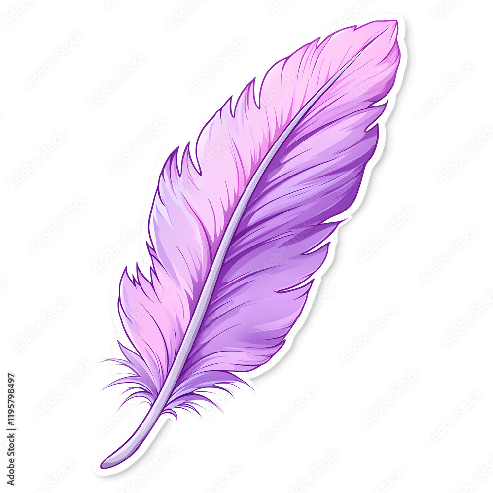 Poster minimalistic purple feather design in flat vector style