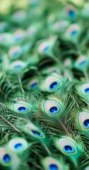 Obraz premium Peacock feathers, close-up, vibrant, nature, background blur, wildlife