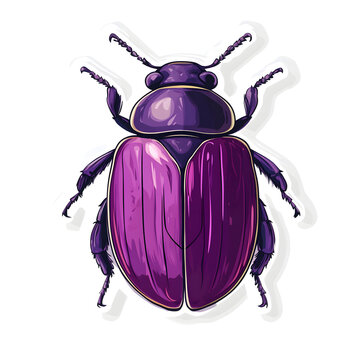 Minimalistic Purple June Beetle Design in Flat Vector Style