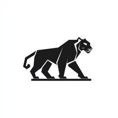 Obraz premium Abstract black panther logo, geometric design, studio shot, minimalist style