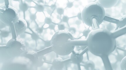 abstract background 3d image of scientific molecules. Spacious layout. Bright and subtle atmosphere. White and blue tone.