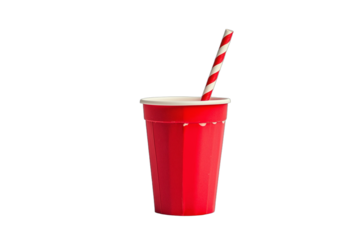 a red plastic cup with a straw in it PNG image, PNG file, Generative art.