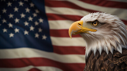 Obraz premium american eagle with flag. american bald eagle. american flag and eagle.