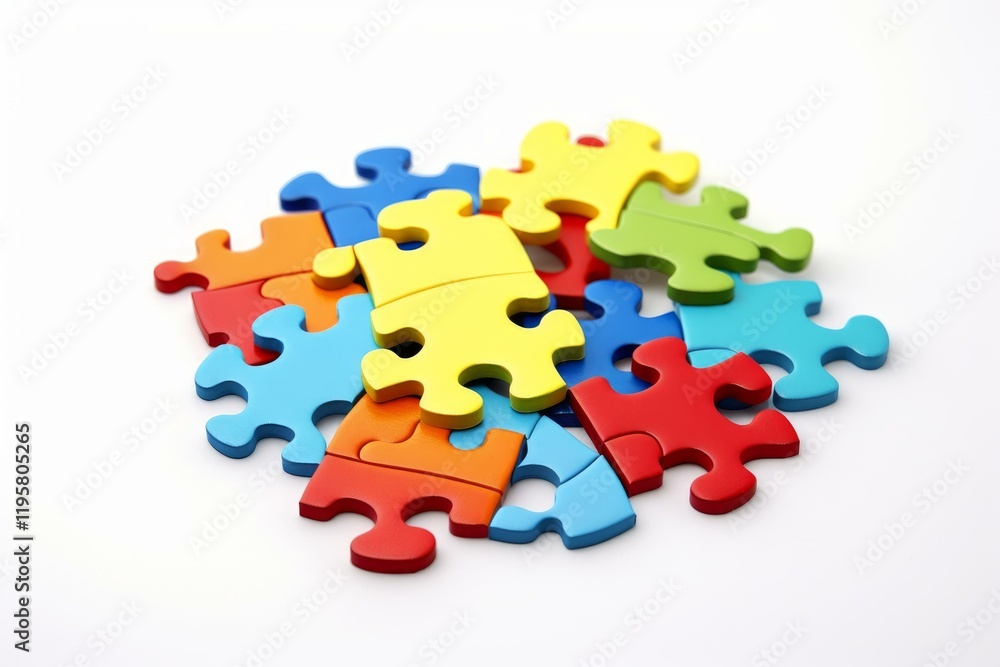 Aufkleber colorful jigsaw puzzle pieces creating problem solving concept on white background