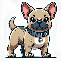 A beautiful hunting dog French Bulldog, cute, beautiful, faithful, man's best friend, in cartoon 