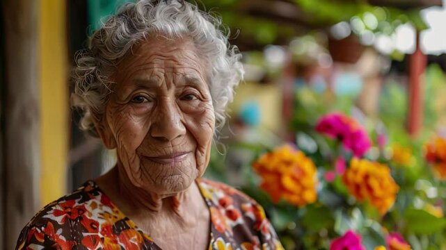 video portrait of an old person. Central American Latina Grandma: A Portrait of Culture and Wisdom	

