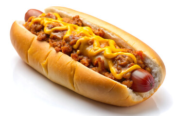 hot dog with mustard and ketchup