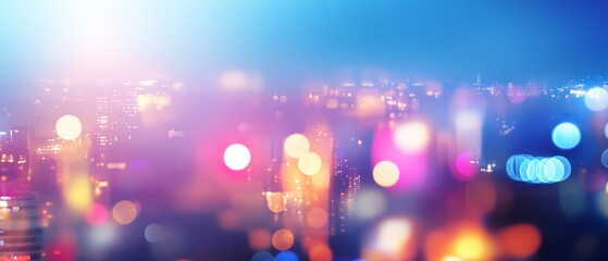 Dynamic blurred city skyline banner template with modern urban atmosphere and vibrant colors