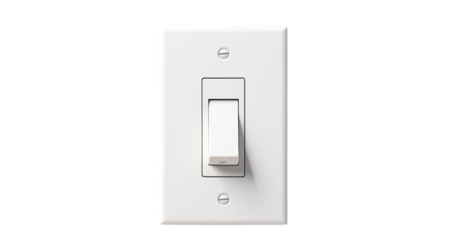 White Light Switch on Wall Plate for Home Improvement Projects