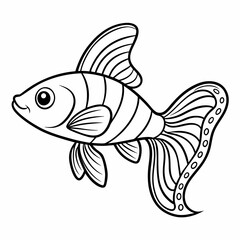 fish coloring page for children, outline, education, line, outline, art, sketch