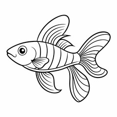 fish coloring page for children, outline, education, line, outline, art, sketch