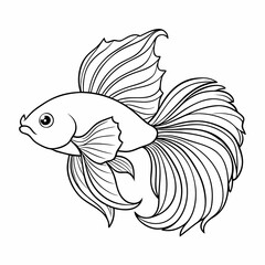 fish coloring page for children, outline, education, line, outline, art, sketch