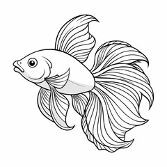 fish coloring page for children, outline, education, line, outline, art, sketch