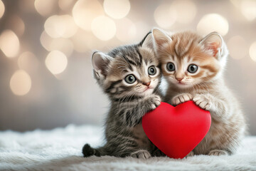 With tiny paws on a single red heart, these kittens create a picture perfect moment of Valentine sweetness.