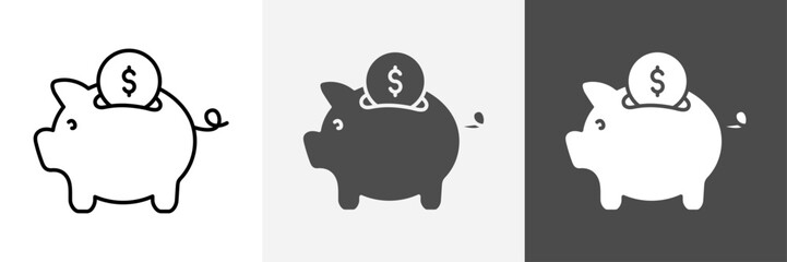 Piggy Bank icon set vector art