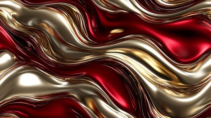Obraz premium Liquid Symphony: 3D Burgundy and Gold Metal Fusion, 深紅と金の3Dメタル融合の液体シンフォニー.Generative AI