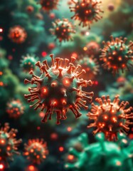 Microscopic View of Swarming Viruses with Geometric Spikes and Glowing Centers