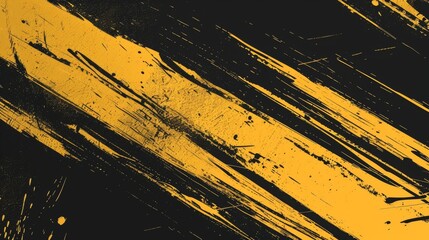 Naklejka premium A dynamic abstract black and yellow background with brush strokes. AI generation.