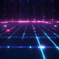 Fototapeta premium A blue and purple background with a grid of lights