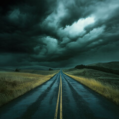 storm clouds over the road