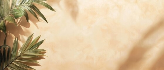 Relaxing tropical beach banner template featuring light sand textures and lush greenery