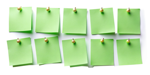 green sticky notes on white