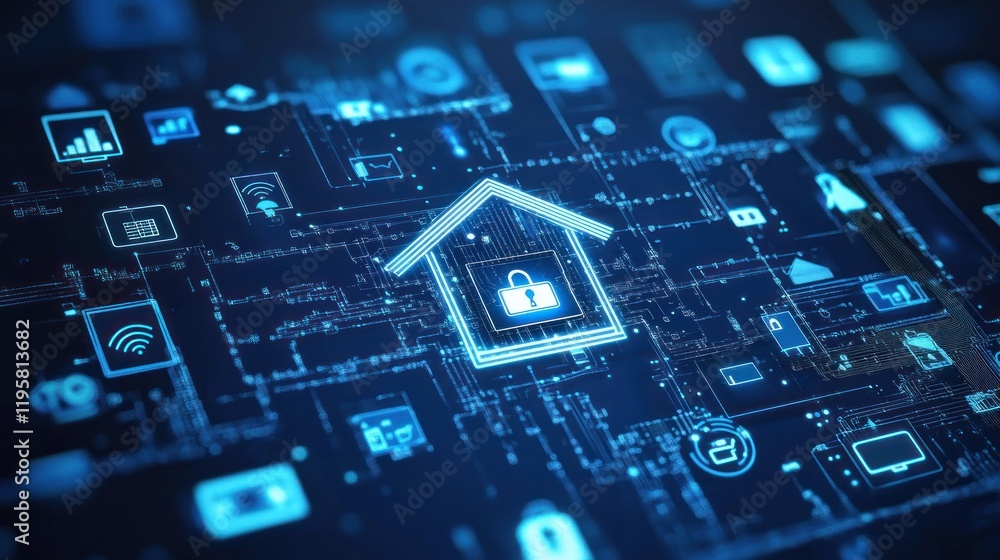 Poster smart home security system digital network interface
