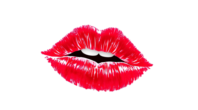 Photo of red lipstick kissing print isolated on transparent background