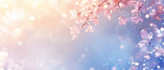 Elegant bokeh lights with dreamy floral accents create a magical festive atmosphere