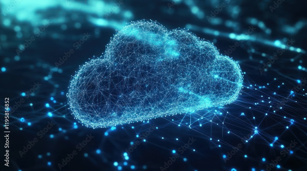 Poster abstract digital cloud network representation