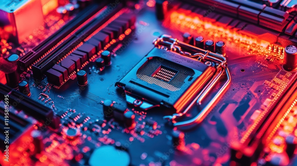 Poster Illuminated Computer Motherboard Central Processing Unit Socket