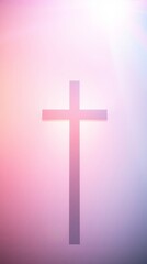 Obraz premium Simple cross silhouette against a soft, pastel background.