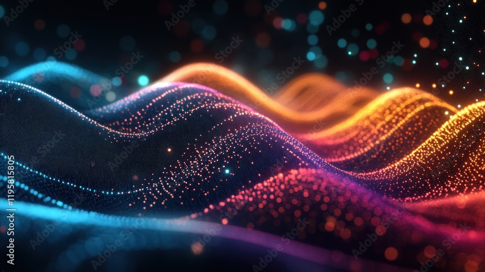 Poster Abstract Colorful Wave Particle Background Image