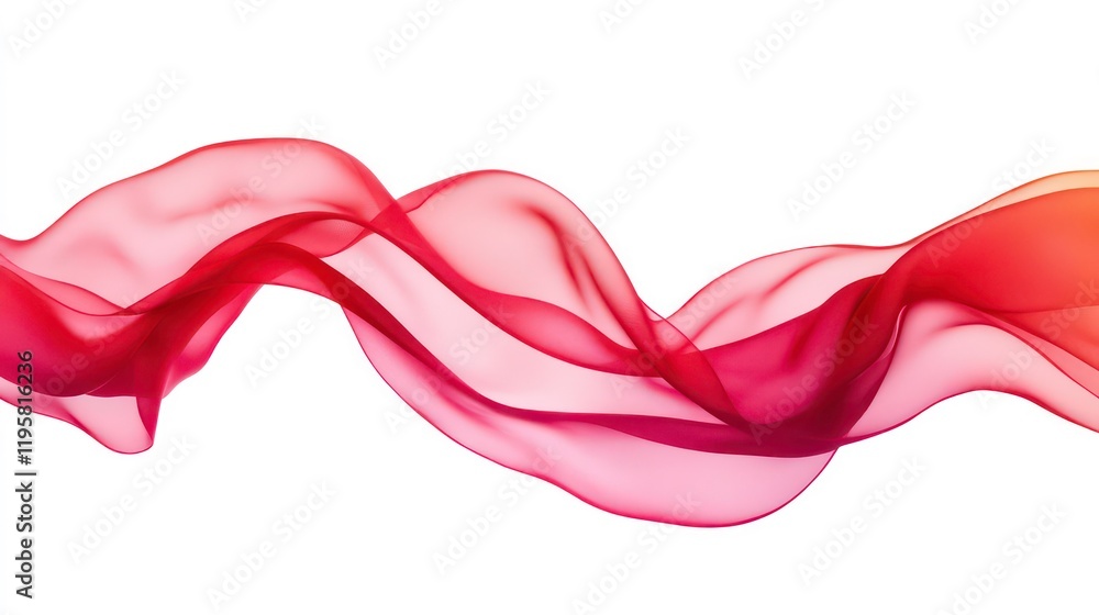 Poster abstract red and orange flowing wave isolated on white background.