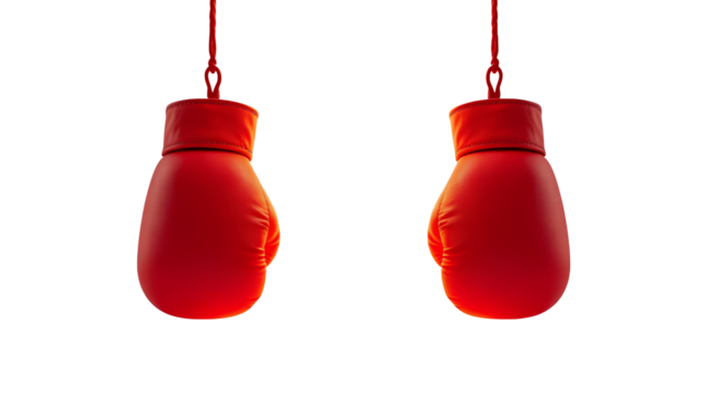 Photo of red boxing gloves isolated on transparent background