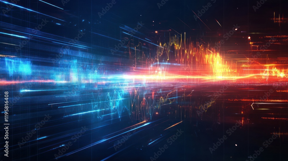 Poster abstract digital data stream visualization