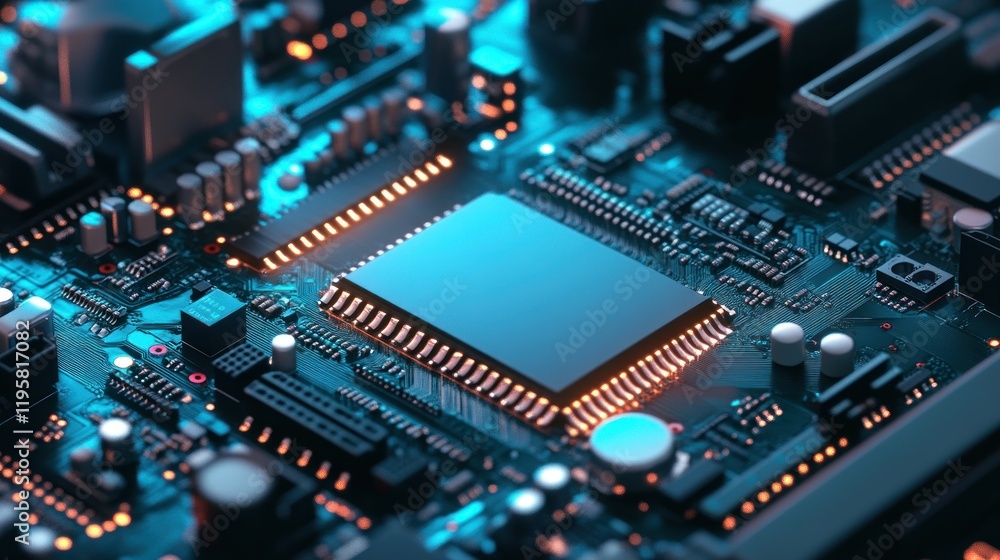 Aufkleber illuminated central processing unit on circuit board
