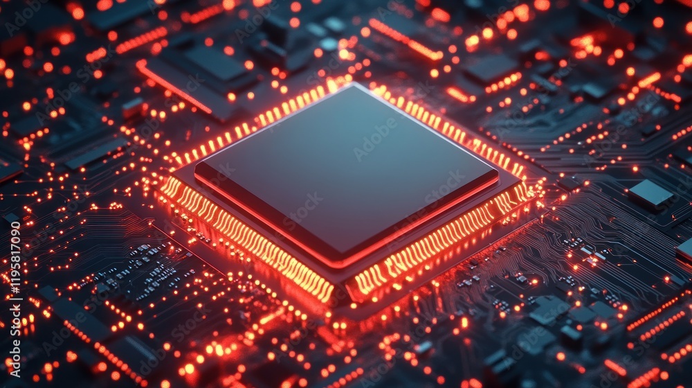 Poster illuminated central processing unit on circuit board