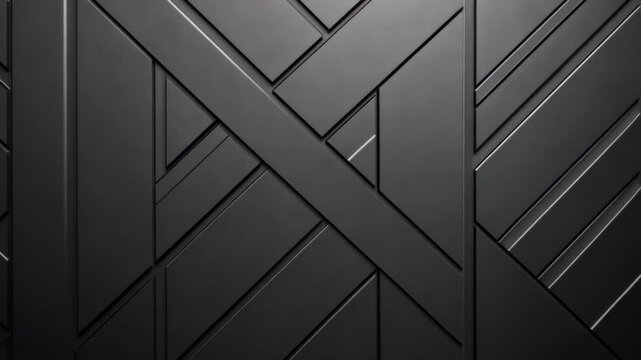 Modern geometric design with black lines and shapes on a sleek surface