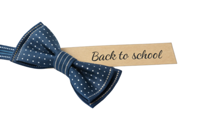 Stylish bow ties with a "Back to School" theme on elegant ribbons, perfect for educational or promotional designs. Ideal for schools, events, and retail promotions during the back-to-school season.
