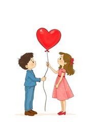 Heart Balloon Shared Between Kids