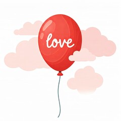 Love Balloon with Cloud Background