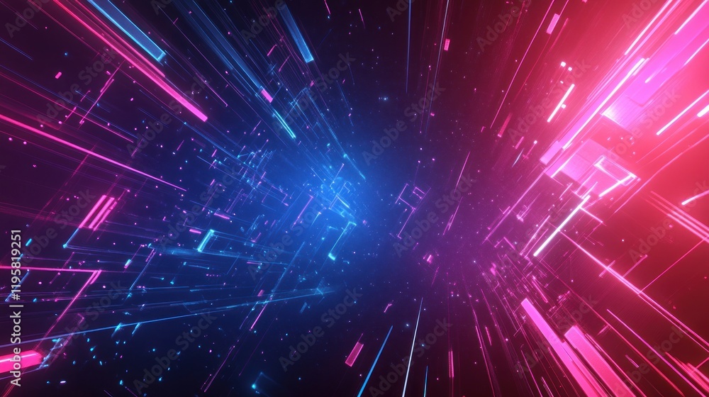 Aufkleber abstract neon lines create futuristic digital space