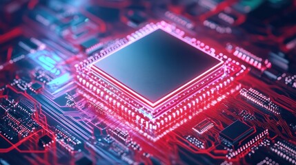Obraz premium Illuminated Central Processing Unit On Circuit Board