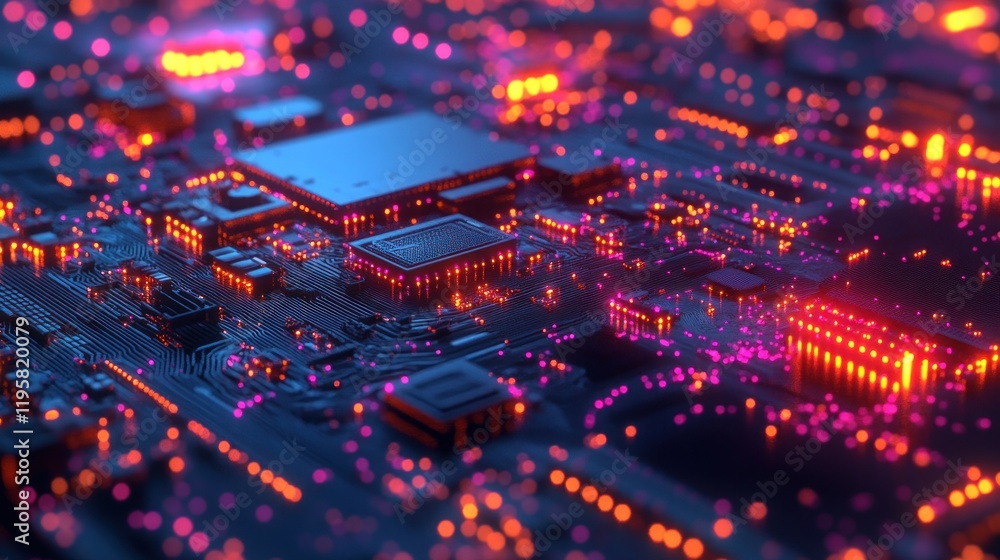 Aufkleber Illuminated Circuit Board Showing Complex Technological Design